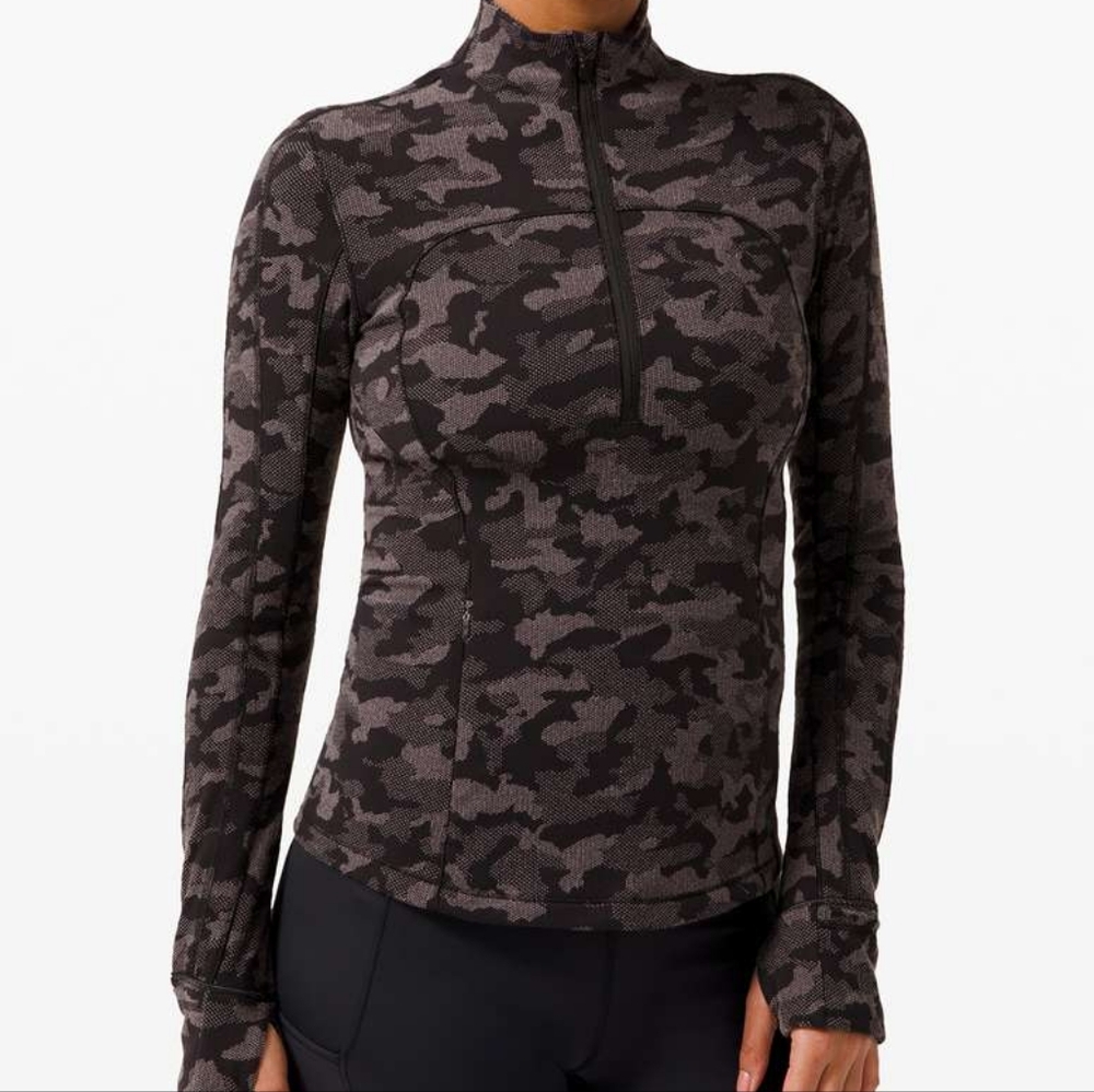 lululemon athletica Camo Long Sleeve Top - Black and Gray